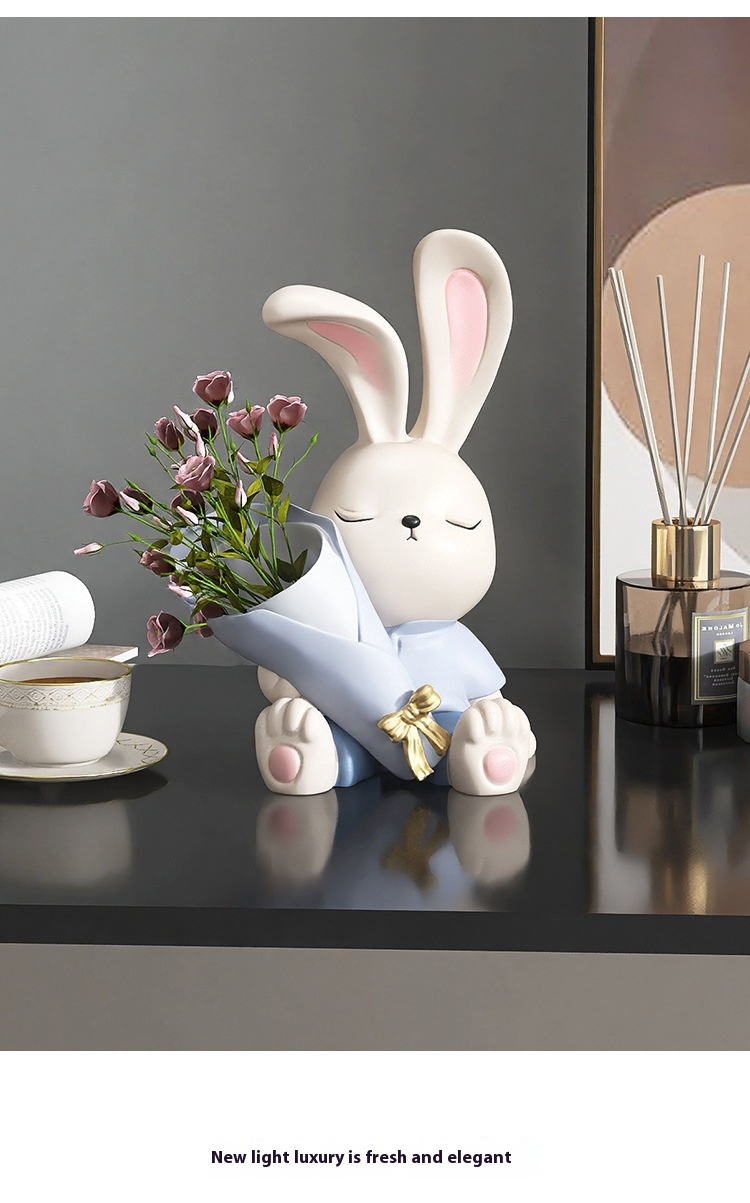 Title 5, Cream Rabbit Vase Decoration Living Room