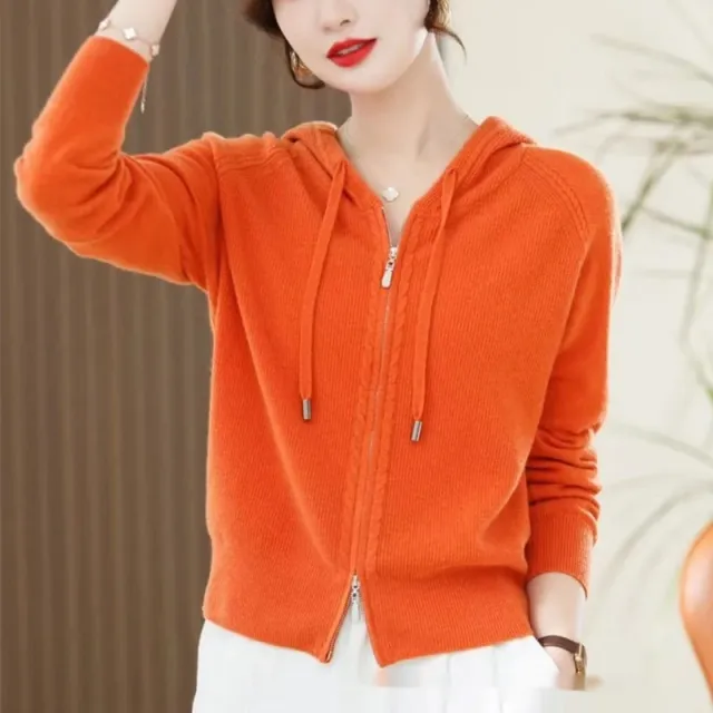 Outer Long sleeves Loose Solid Color Base Sweater Coat Orange - Shop at LoveMi