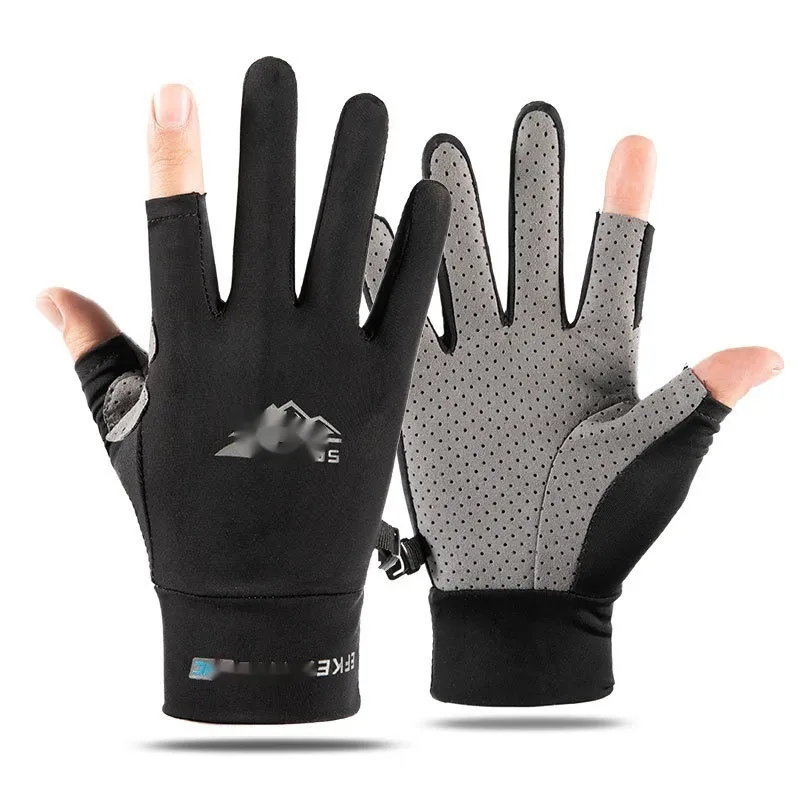 Leaks Sweat-absorbent Breathable Bicycle Riding Non-slip Gloves - Mountain Second Finger Black