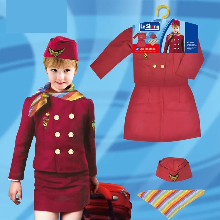 Children's Captain Clothing Girls Stewardess Holiday Party Performance Wear