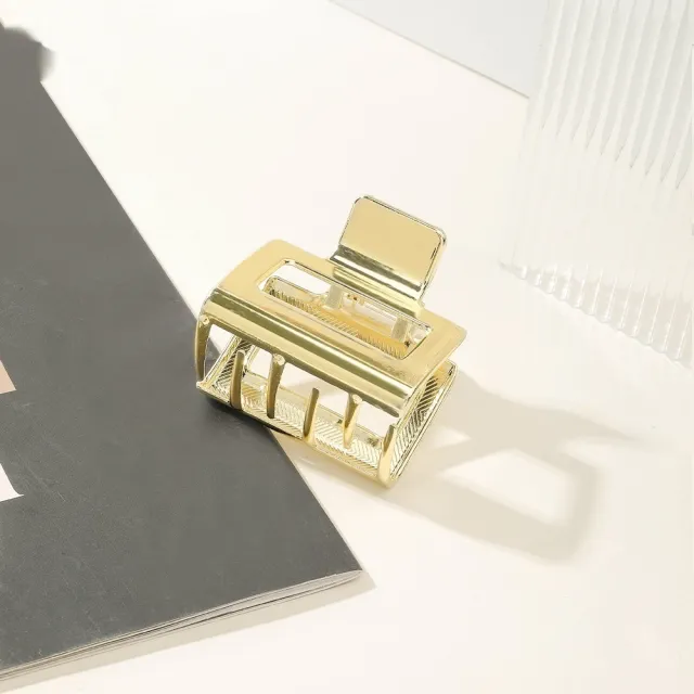 Simple Metal Temperament Grip Korean Irregular Ponytail Clip 5Cm Square Gold - Shop at LoveMi
