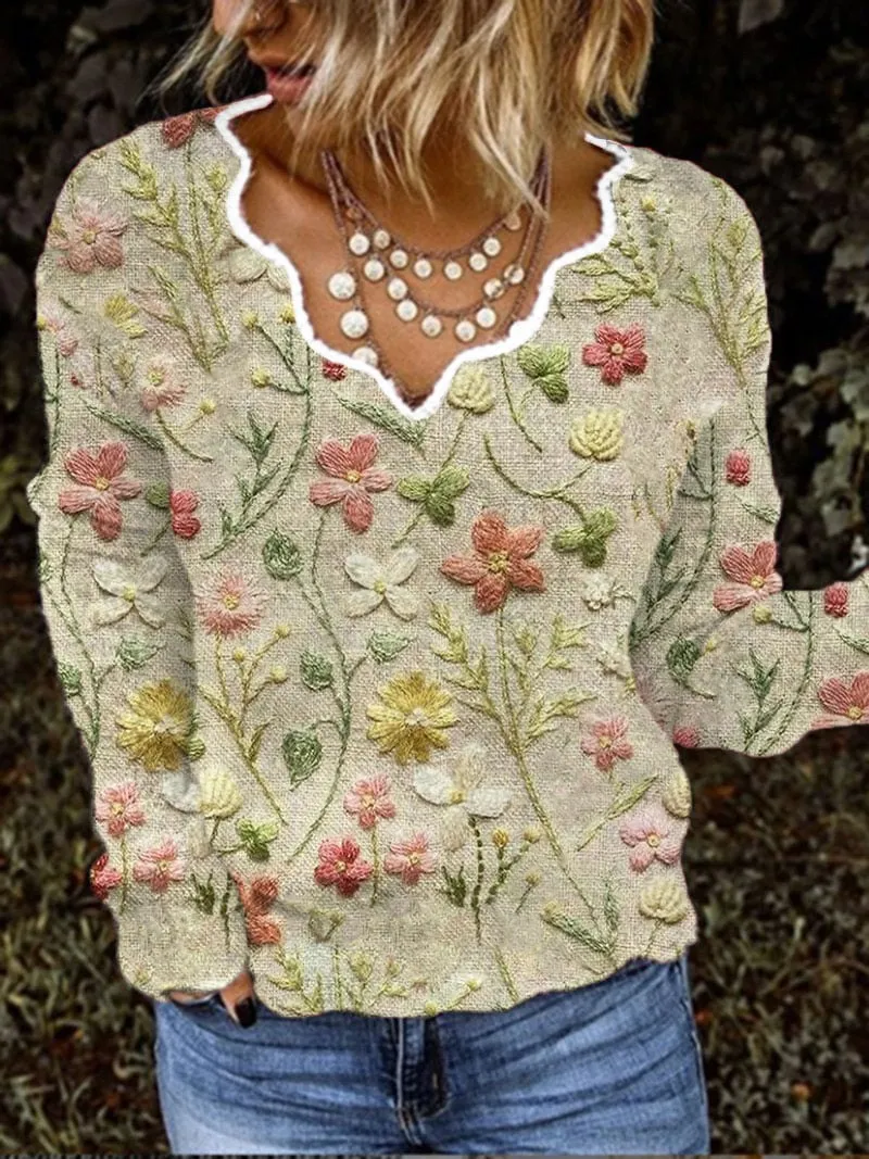 Round Neck Pullover C328 Wave Neckline Women's Top - 6 Style-2Xl