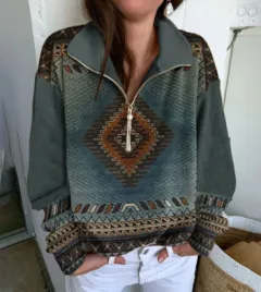 Autumn And Winter Ethnic Print Casual All-match Small Sweater Women - 9 Styles-M - View 1