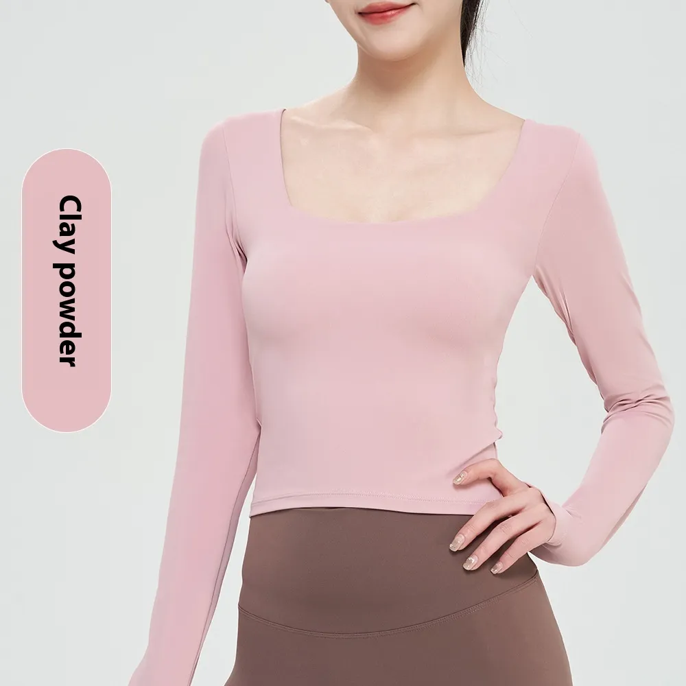 Autumn And Winter Nude Feel Yoga Clothing Top - Nude
