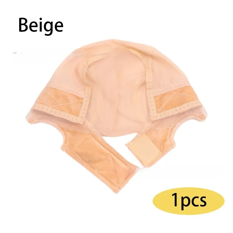 Elastic Wig Lace Headband Velvet Hair Band Mesh Cap - Beige