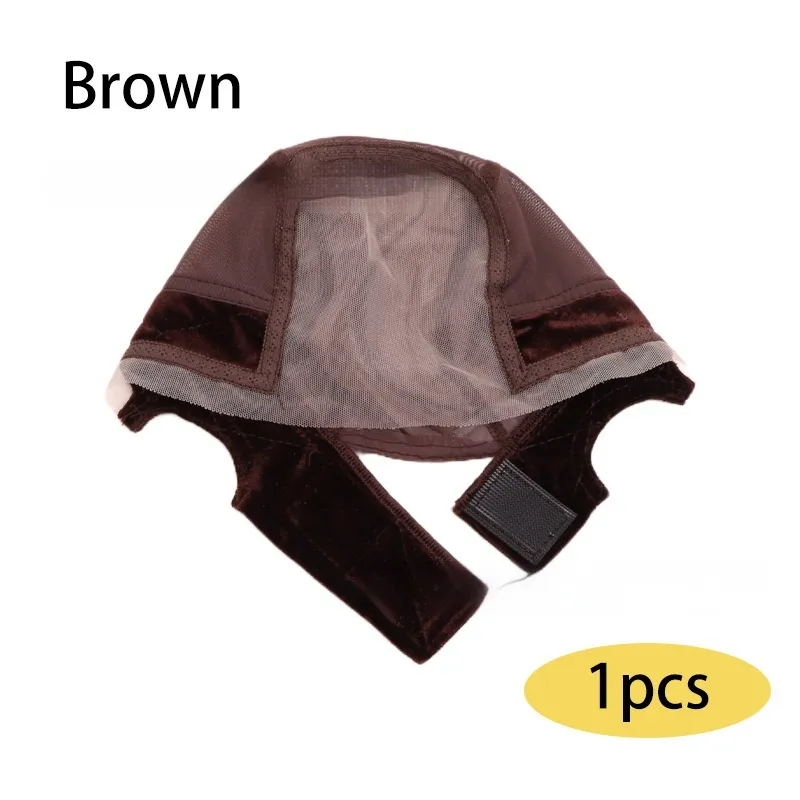Elastic Wig Lace Headband Velvet Hair Band Mesh Cap - Brown