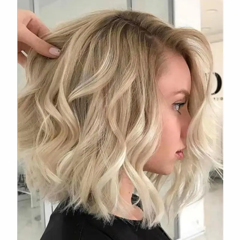 Women's Short Curly Hair Wig Synthetic Fiber with Simulation Scalp