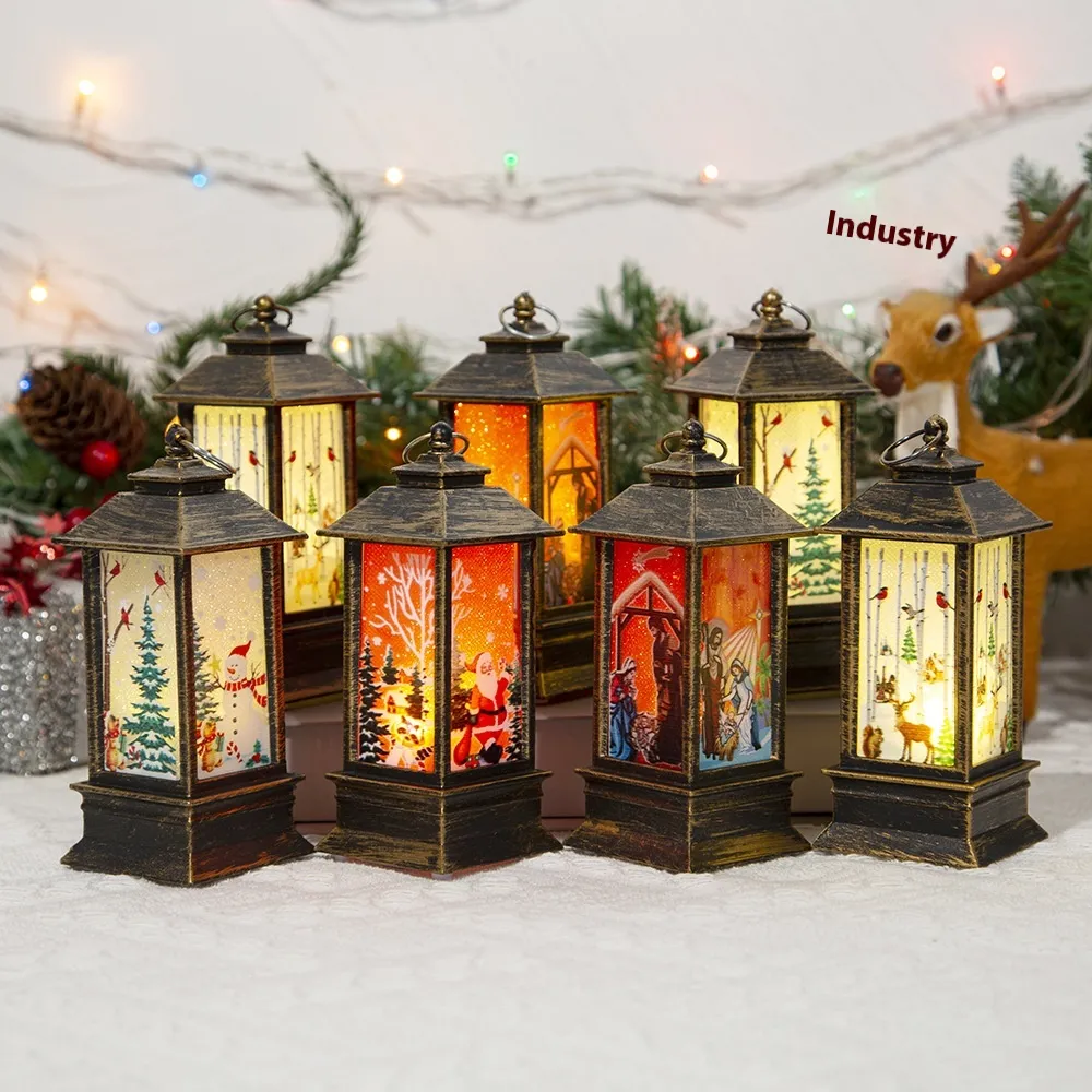 Christmas Portable Oil Lamp Santa Claus LED Night Lights Battery Powered Indoor Outdoor Hanging Lanterns Festive Party Decoration – image 2