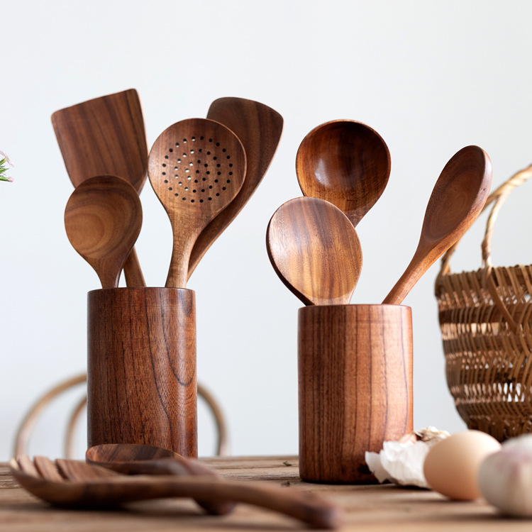 Title 1, Teak Wood Non Stick Cookware And Kitchen Utensils