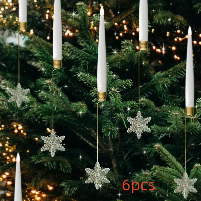 Christmas Candle LED Indoor Holiday Christmas Tree Ornaments Festive Atmosphere Decoration Christmas Pendant 6Pcs Snowflake - Shop at LoveMi