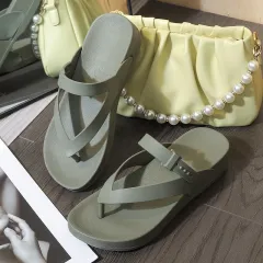 Flip Flops Women's Summer Outdoor Leisure Flip-Flops Slippers Thick Bottom Cool Beach - Green - View 1