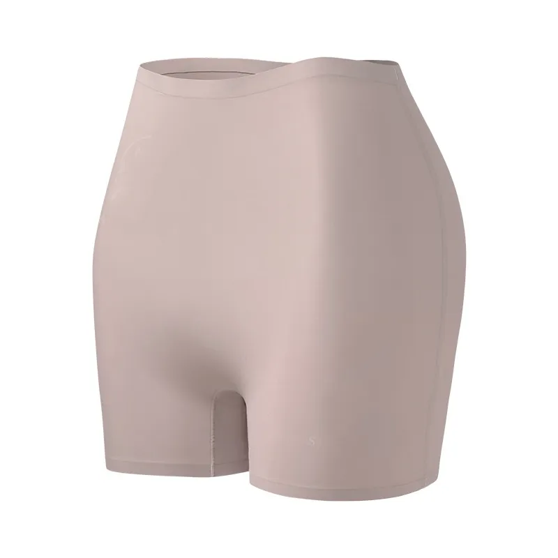 Seamless Safety Non-curling Cotton Crotch Nude Feel Leggings - Deep Lotus Root Color