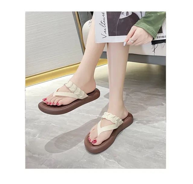 Flip Flops Women's Comfortable Flip flops Flat Beach Slippers Apricot - Shop at LoveMi