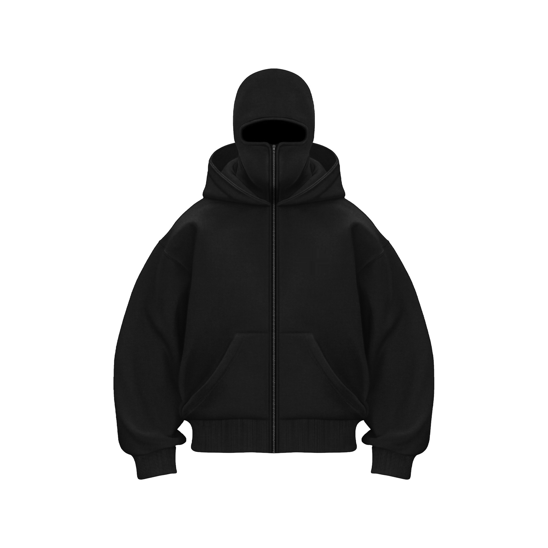 Fleece-Lined Double Hood Pullover with Built-In Ski Mask – Streetwear Hoodie - Picture 4 of 9