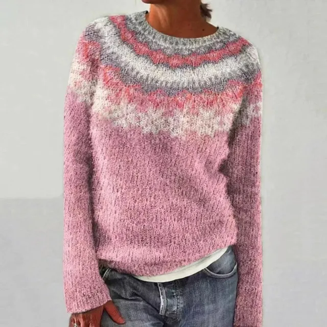 Women's Color Matching Loose Fashion Knitwear Pink - Shop at LoveMi