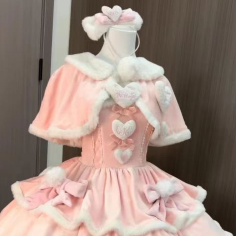 Christmas Plush Cape Puffy Suspender Skirt