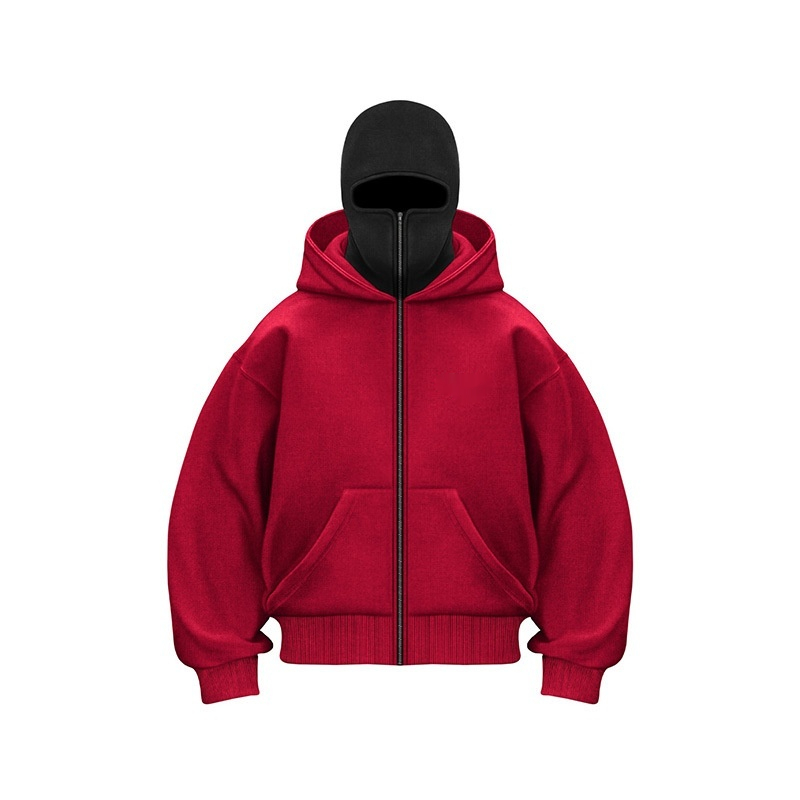 Fleece-Lined Double Hood Pullover with Built-In Ski Mask – Streetwear Hoodie - Picture 9 of 9