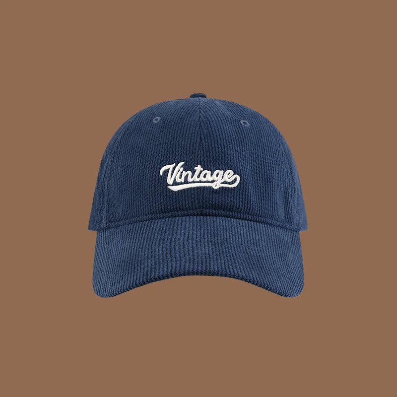 Hat Autumn And Winter Women's All-matching Corduroy Baseball Cap - Purplish Blue
