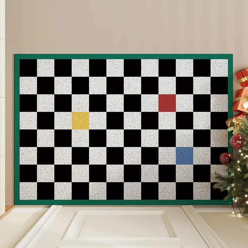 Entrance Cartoon Christmas Decorative Pad Door Scraping Mud Earth Removing Mat - Christmas Plaid