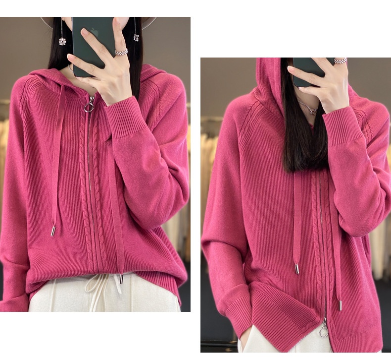 Title 21, Double Zipper Cardigan Sweater Hoodie Loose-fit...