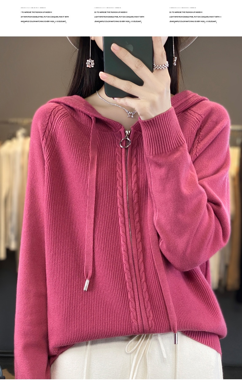 Title 18, Double Zipper Cardigan Sweater Hoodie Loose-fit...