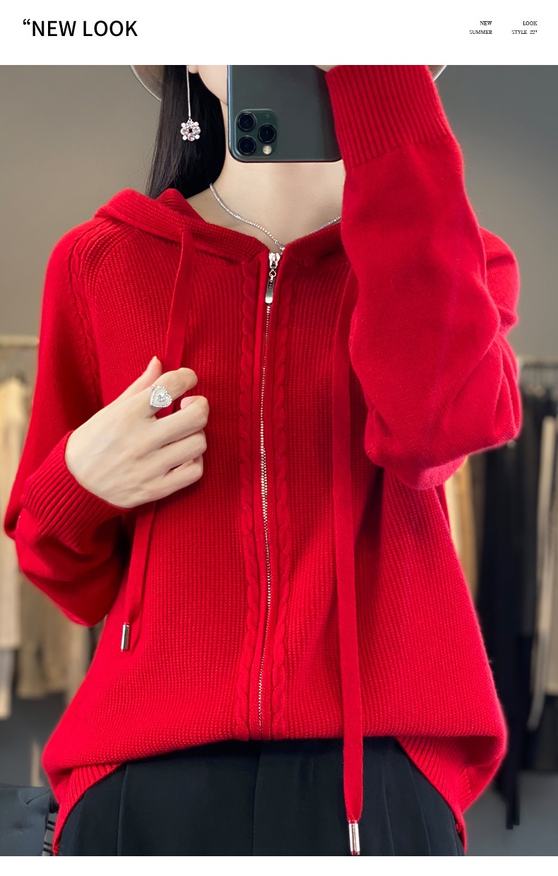 Title 16, Double Zipper Cardigan Sweater Hoodie Loose-fit...