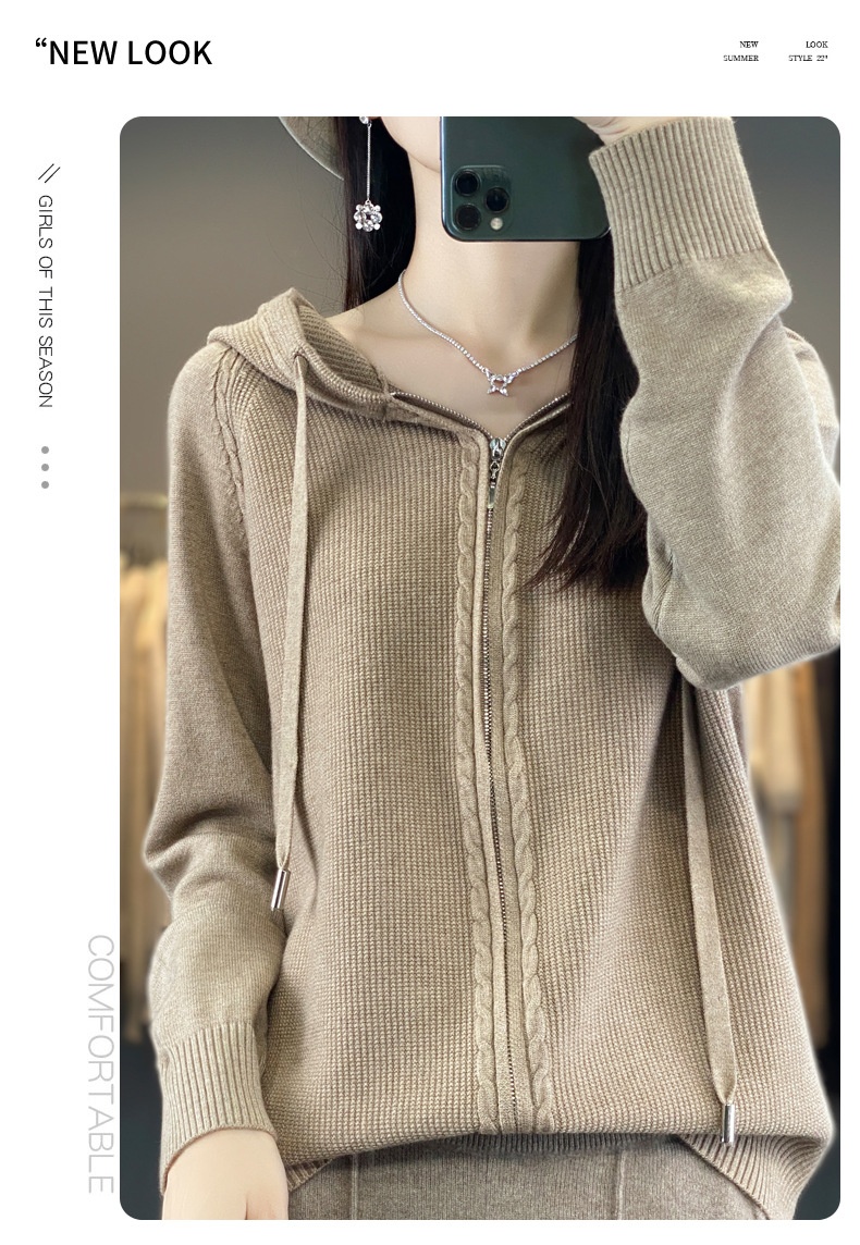 Title 15, Double Zipper Cardigan Sweater Hoodie Loose-fit...