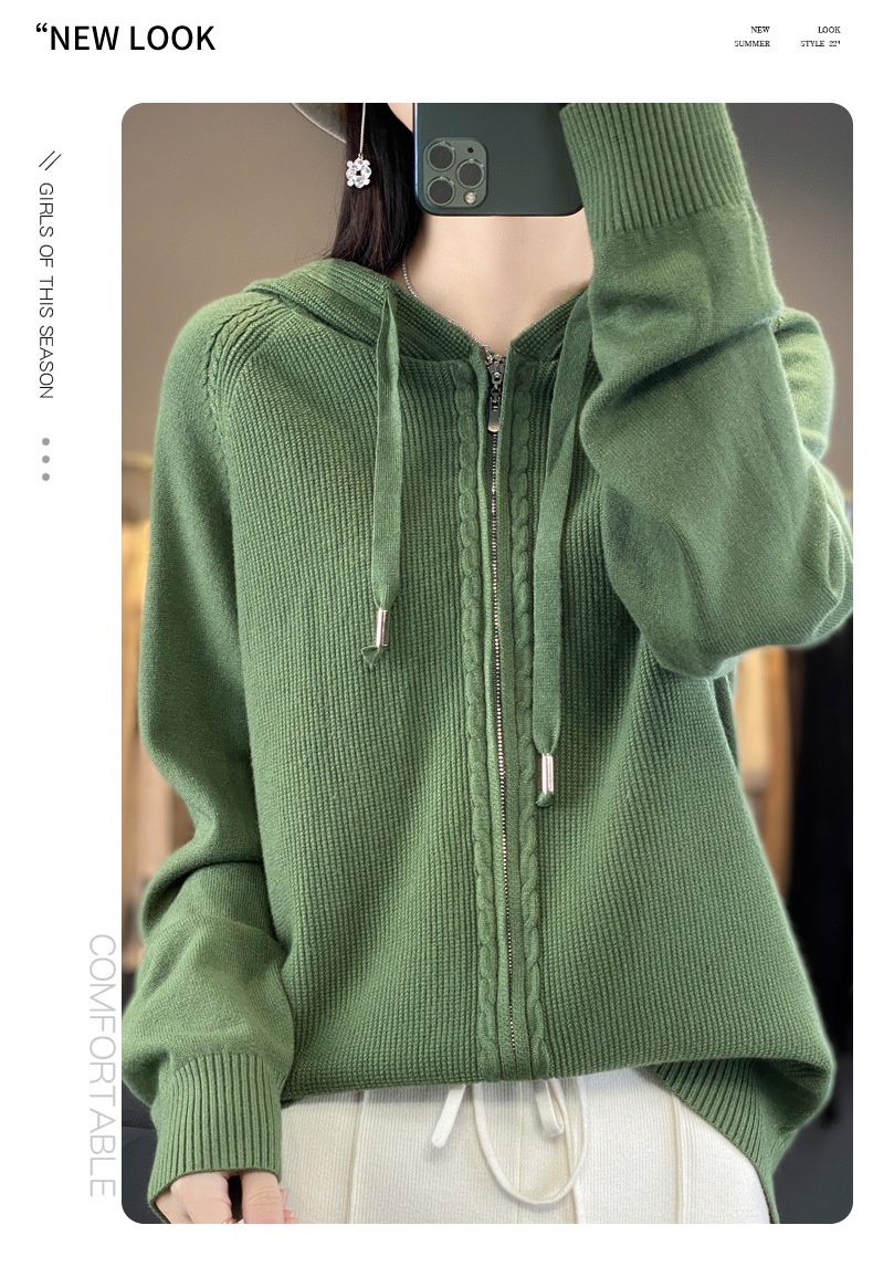 Title 30, Double Zipper Cardigan Sweater Hoodie Loose-fit...