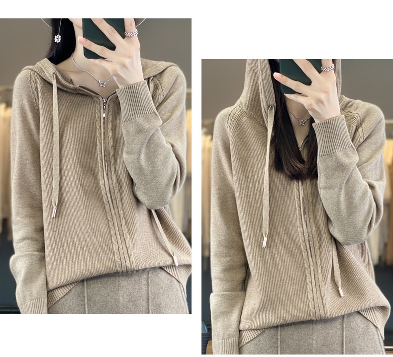 Title 22, Double Zipper Cardigan Sweater Hoodie Loose-fit...