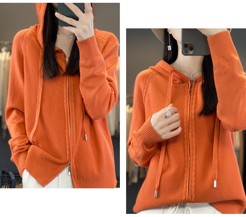 Title 25, Double Zipper Cardigan Sweater Hoodie Loose-fit...