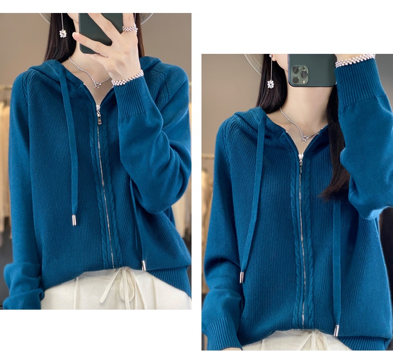 Title 3, Double Zipper Cardigan Sweater Hoodie Loose-fit...