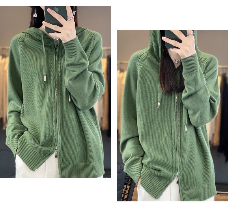 Title 31, Double Zipper Cardigan Sweater Hoodie Loose-fit...