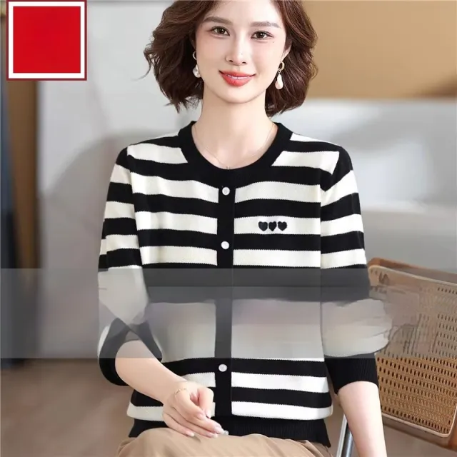 New All matching Striped Loose Plus Size Top Black - Shop at LoveMi