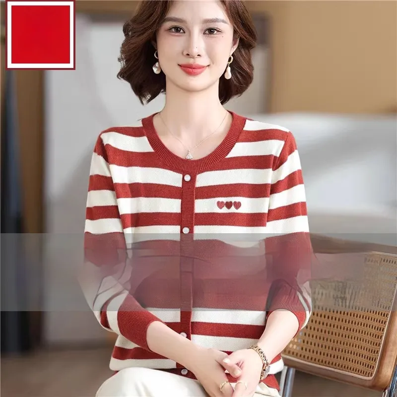 New All-matching Striped Loose Plus Size Top - Red
