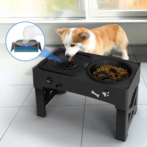 Pet Stainless Steel Feeder Double Bowl Integrated Lifting Dog