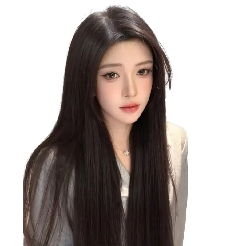 Women's Long Lace Front Wig with Bangs and Natural Style