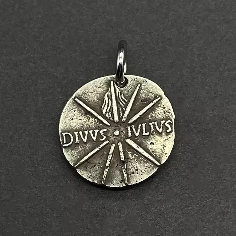 Roman Antique Coin Portrait White Copper Silver Plated Pendant