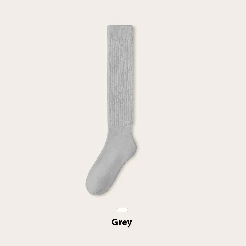 Autumn And Winter Thickening Women's Bunching Socks Fleece-lined Warm Stockings Half Pile - Gray