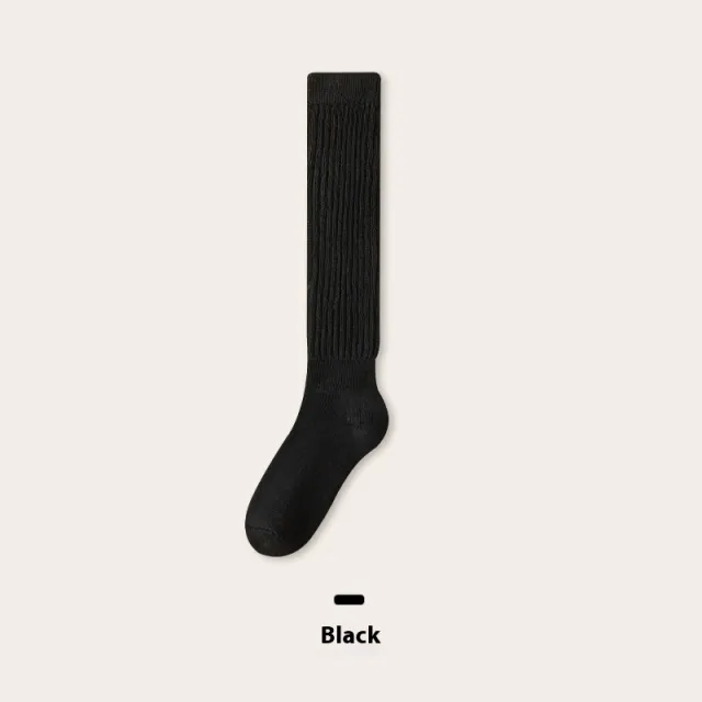 Autumn And Winter Thickening Women's Bunching Socks Fleece lined Warm Stockings Half Pile Black - Shop at LoveMi