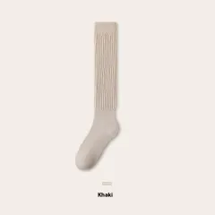 Autumn And Winter Thickening Women's Bunching Socks Fleece-lined Warm Stockings Half Pile - Khaki - View 1