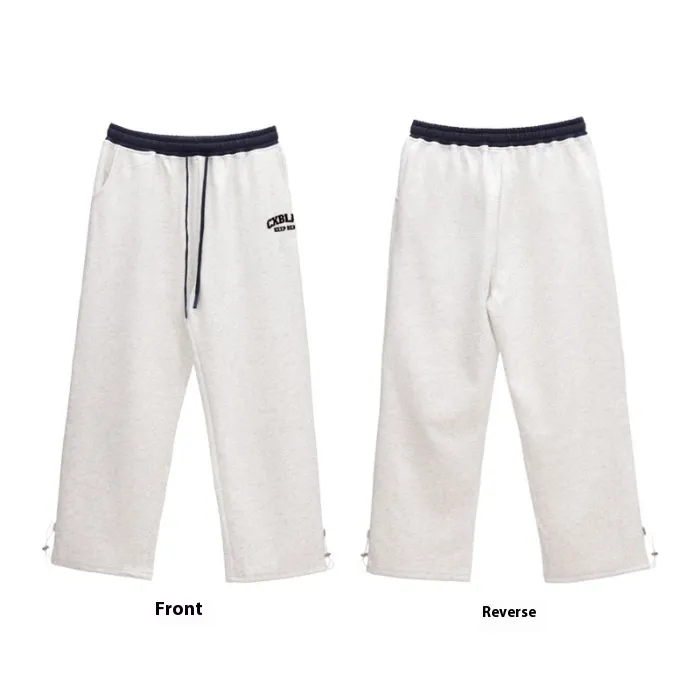 Lace-up Street Dance Multi-color Hip Hop Waist Head Contrast Color Sports Pants Female - Gray Black Waistband