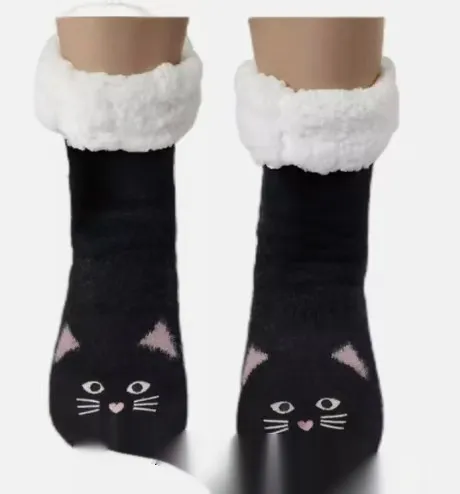 Room Socks Sleep Mink like Fleece lined Black - Shop at LoveMi