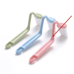 Curved Toilet Brush Gap Cleaning Tool Bathroom Accessory Long Handle Wall Mounted Toilet Soft Bristle Brush Plastic Durable - Pink - View 1
