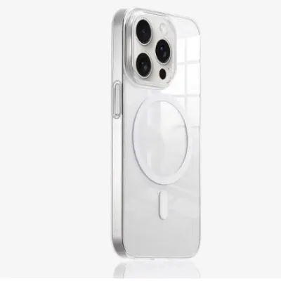 Magnetic Phone Case Four-corner Drop-resistant Crystal Transparent Magnetic High-grade