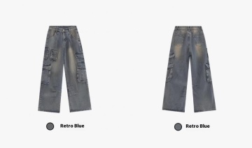 American Retro Multi-pocket Straight Cargo Jeans