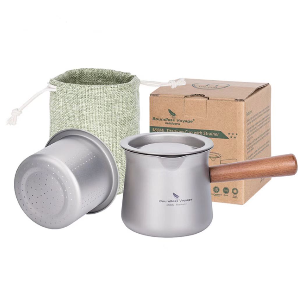 Ultra Light Pure Titanium Side Handle Fair Cup Long Handle Tea Cup With Tea Strainer