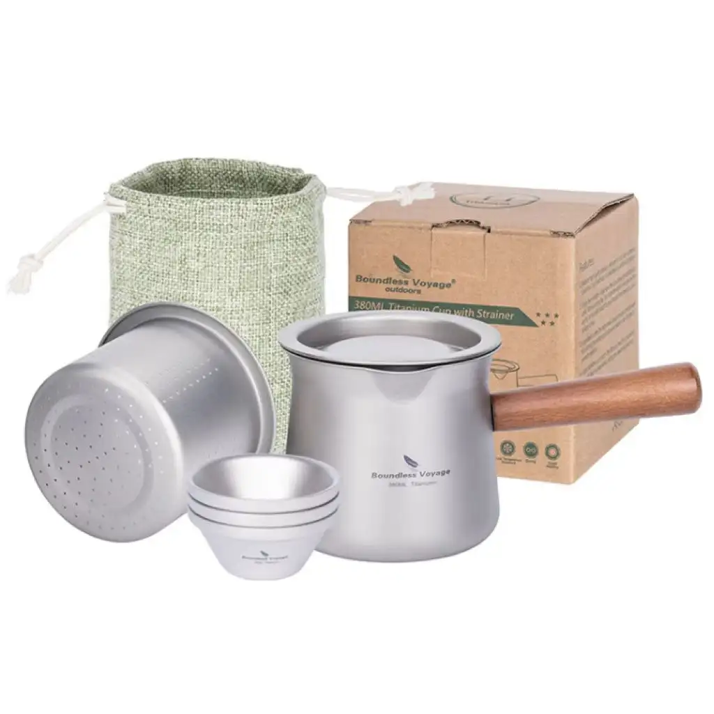Ultra Light Pure Titanium Side Handle Fair Cup Long Handle Tea Cup With Tea Strainer