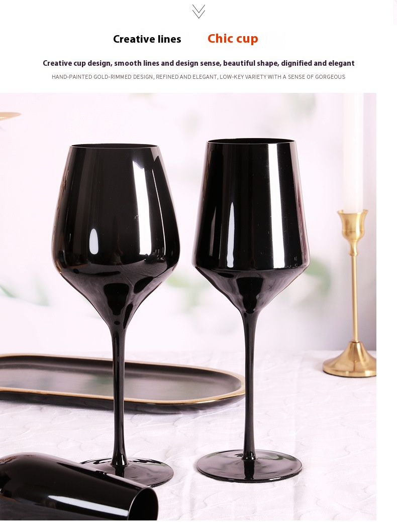 Title 3, Household Black Crystal Glasses Goblets Wine Glass