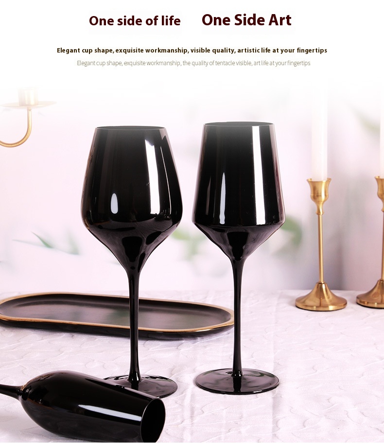 Title 10, Household Black Crystal Glasses Goblets Wine Glass