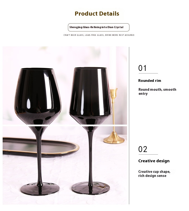 Title 9, Household Black Crystal Glasses Goblets Wine Glass